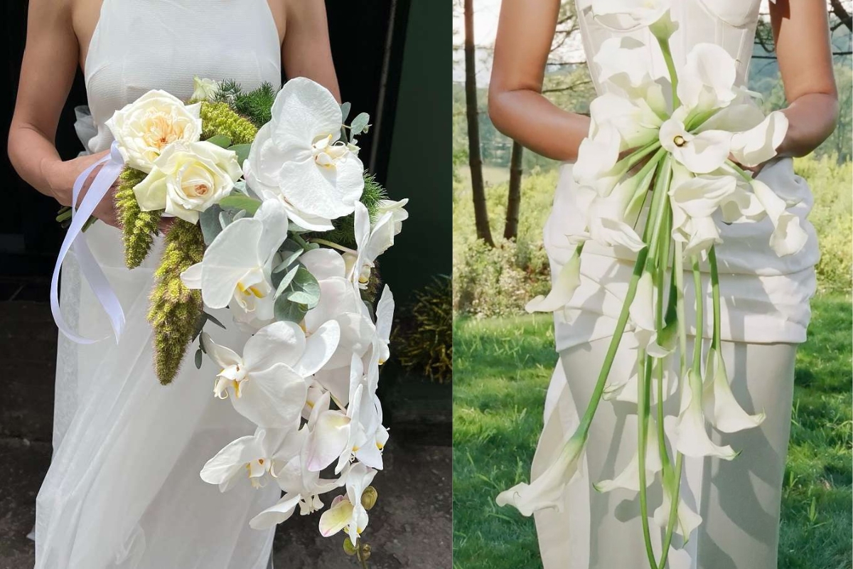 10+ Kiểu Hoa Cưới Cầm Tay Cô Dâu Phổ Biến Hiện Nay 4 Hoa cưới dáng thác đổ